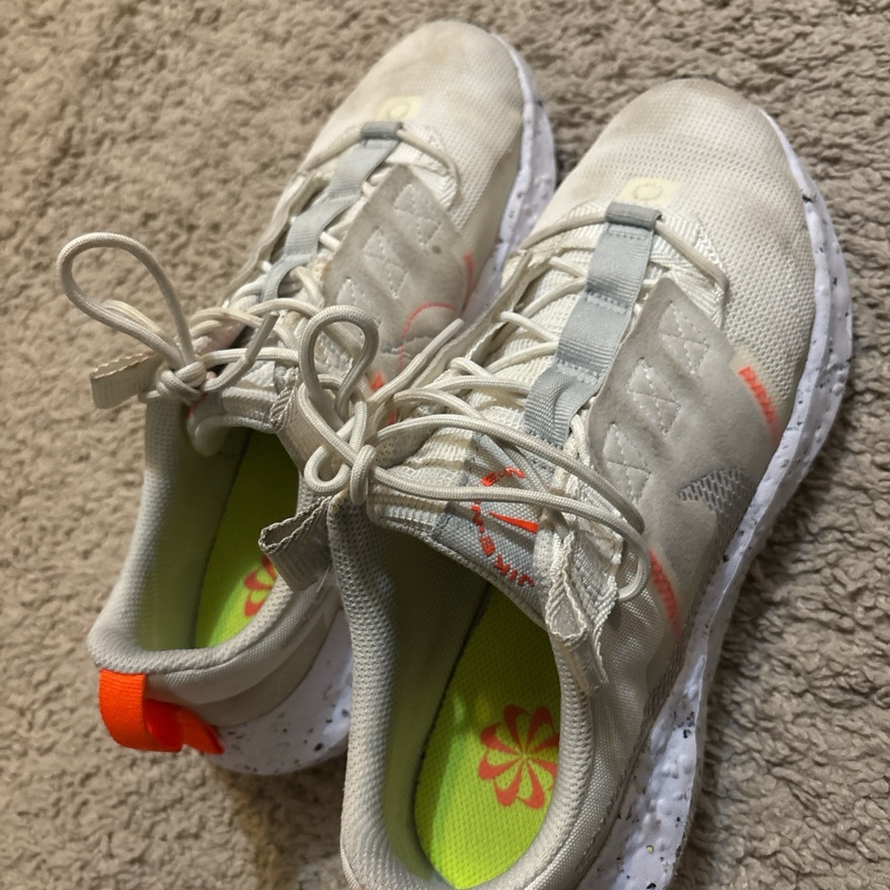 Nike White Sneakers with Neon Yellow an Orange Accents